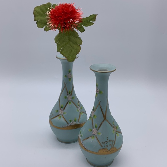 Pair Of MCM Victorian Style Hand Painted LENWILE CHINA Vases ARDALT JAPAN #6847A - Picture 4 of 12